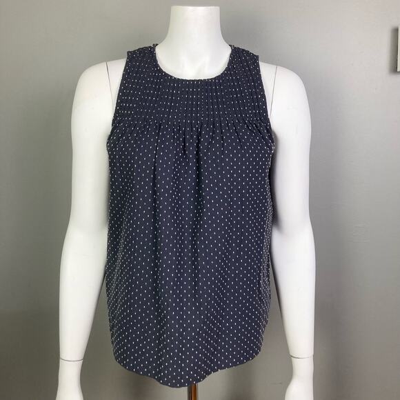 The Great top XS size 0 Polka Dot Crew Neck sleeveless cotton pintuck Shell - Picture 4 of 12